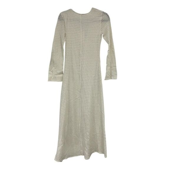 Zara Womens Midi Dress White M Long Sleeve Crochet Gold Applique 0387/054 NWT - Picture 8 of 16